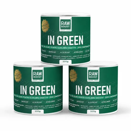 In Green - Mix Verde ECO - Detoxifiant, Alcalinizant, Antibalonare pentru Talie Suplă, 200g, #1 Best Seller | Rawboost