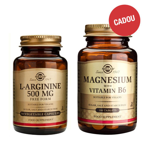 Pachet L- Arginine 500mg 50 capsule + CADOU Magnesium + B6, 100 tablete | Solgar