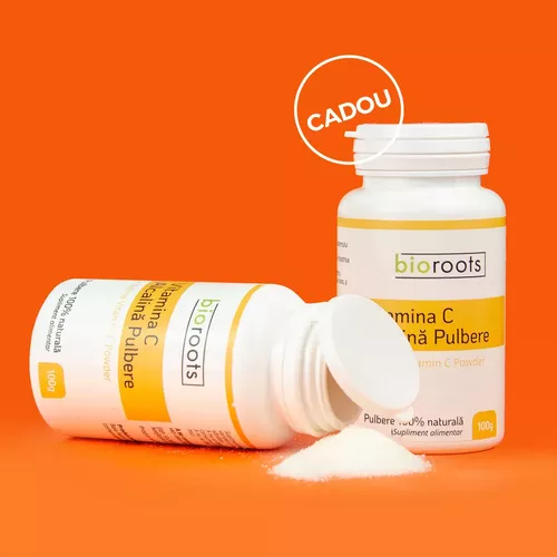 Pachet 1+1 Gratis Vitamina C Alcalină pulbere 100% naturală, 100g | Bioroots