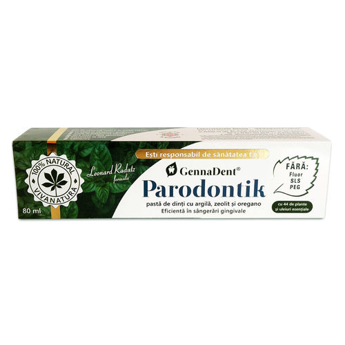 Gennadent Parodontik Pastă de Dinți cu Argilă, Zeolit și Oregano, 80ml | Vivanatura