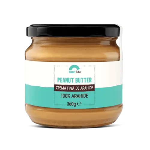 Peanut Butter Smooth – Cremă Fină de Arahide, 100% naturală, 360g | Sunday bites Peanut Butter Smooth – Cremă Fină de Arahide, 100% naturală, 360g | Sunday bites