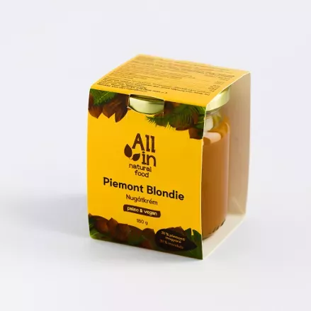 Cremă de nuga vegană, Piemont Blondie, cu migdale și alune de pădure, 180g | All in - Natural food