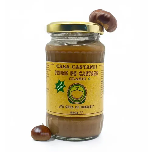 Piure de Castane Clasic 9, cu Conținut de Zahăr Redus, 220g | Casa Castanei