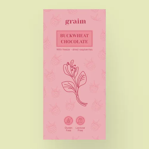 Ciocolată cu ceai de hrișcă și zmeură liofilizată, 30g | Graim