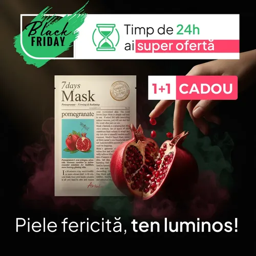 Pachet 1+1 CADOU Mască Șervețel 7Days Mask Rodie, Fermitate și Luminozitate, 20g | Ariul