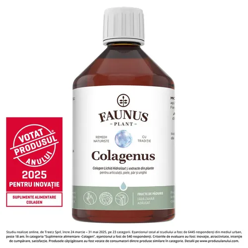 Colagenus - Colagen Lichid Hidrolizat - Susține Sănătatea Articulațiilor, Pielii, Părului Și Unghiilor, 500ml | Faunus Plant