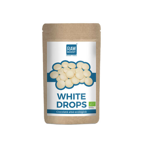 White Drops Ciocolată albă ecologică vegană, 90g | Rawboost 