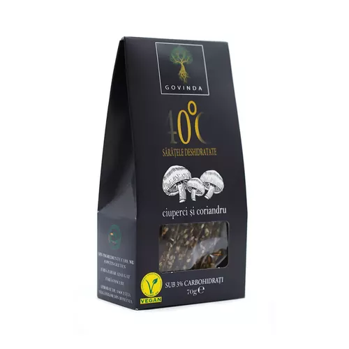 Sărățele deshidratate cu ciuperci și coriandru, 70g | Govinda