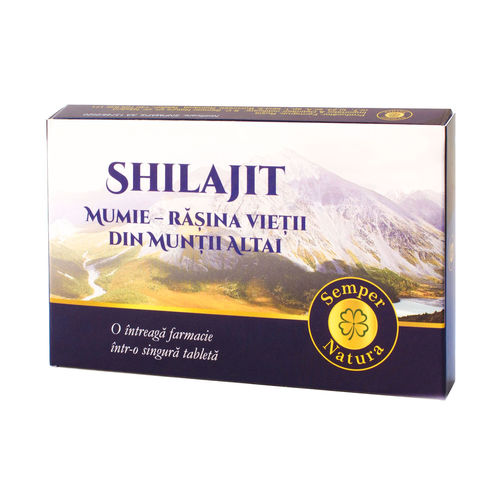 Shilajit-Mumie Rășina Vieții din Munții Altai 200mg, 60 tablete | Semper Natura