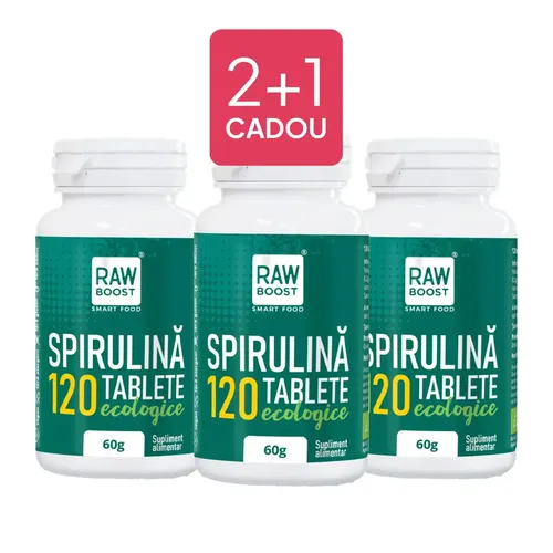 Spirulină Tablete ECO - Flacon - Antioxidant, Imunizant, Antiinflamator | Rawboost