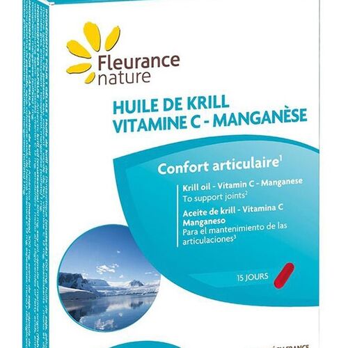Ulei de Krill - Vitamina C - Mangan -  Supliment alimentar, 15 gelule | Fleurance Nature