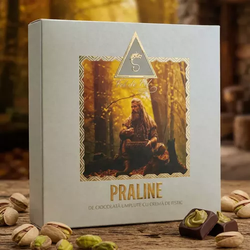 Praline de Ciocolată umplute cu cremă de FISTIC, 168g | Dacica Fel de Fel