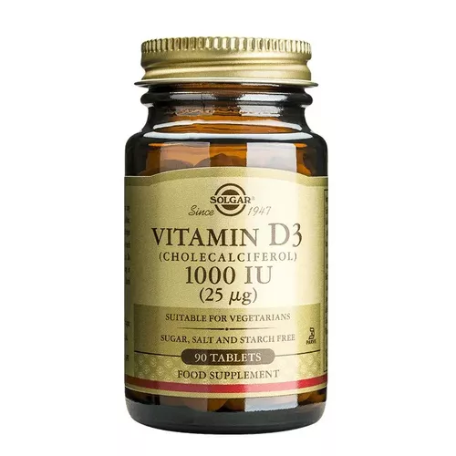 Vitamina D3 1000 I.U., 90 de tablete | Solgar