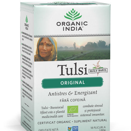 Ceai Tulsi (Busuioc Sfant) Original, Antistres & Energizant 18pl ECO| Organic India