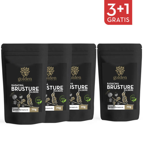 3+1 Gratis Brusture rădăcină pulbere 100% naturală, 70g | Golden Flavours imagine 2021 Golden Flavours