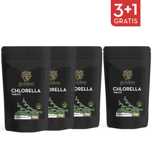 3+1 Gratis Chlorella Tablete 100% Naturale, 125g/250 tablete | Golden Flavours imagine 2021 Golden Flavours