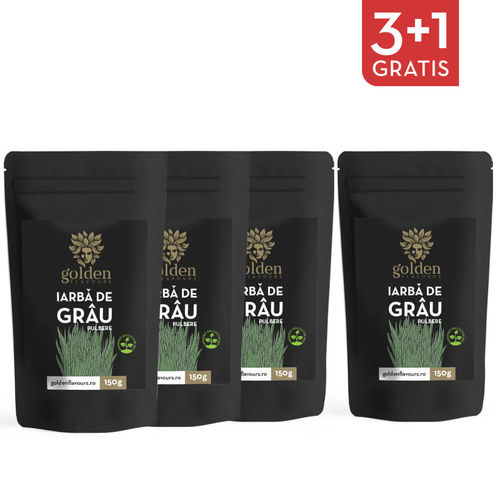 3+1 Gratis Iarbă de Grâu Pulbere 100% Naturală, 150g | Golden Flavours imagine 2021 Golden Flavours