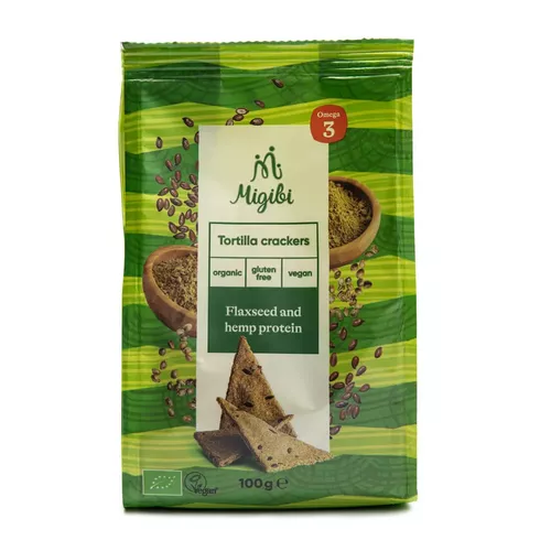 Tortilla crackers cu semințe de in și proteine din cânepă, bio, vegan, fără gluten, 100g | Migibi Pret Mic Migibi imagine noua