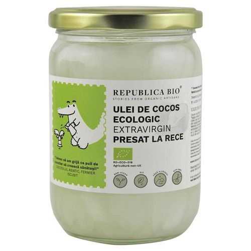 Ulei de Cocos Extravirgin – Presat la Rece, 500ml ECO| Republica BIO Republica Bio Produse din Nuca de Cocos