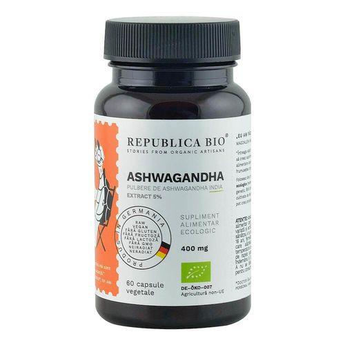 Ashwagandha Ecologică Extract 5%, 60 capsule | Republica BIO REPUBLICA BIO