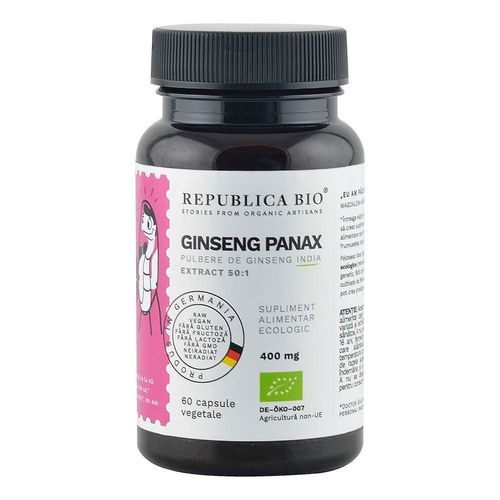 Ginseng Panax Extract 50:1, 60 capsule ECO| Republica BIO Pret Mic Republica Bio imagine noua