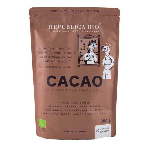 Cacao, Pulbere Pură, 200g ECO| Republica BIO Republica Bio