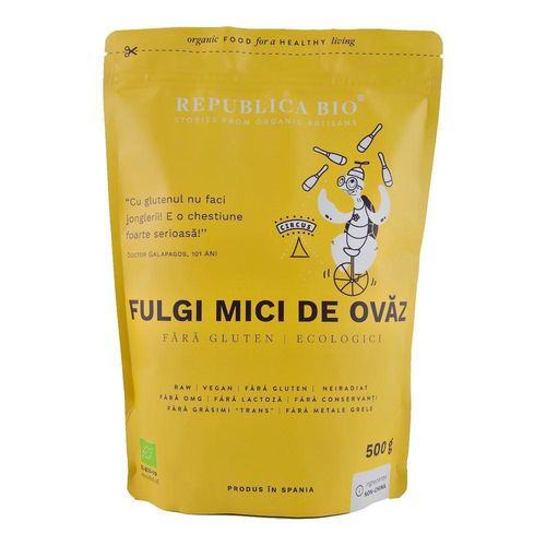 Fulgi Mici de Ovăz Fără Gluten Ecologici, 500g | Republica BIO REPUBLICA BIO