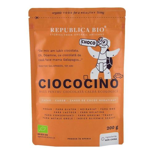Ciococino Bază Pentru Ciocolată Caldă, 200g ECO| Republica BIO Republica Bio Cafea, cacao și ciocolată caldă