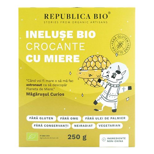 Inelușe Bio Crocante cu Miere Fără Gluten, 250g | Republica BIO imagine 2021 Republica Bio