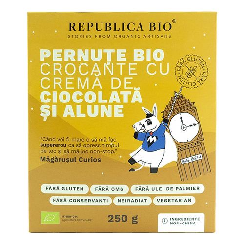 Pernuțe Bio Crocante cu Cremă de Ciocolată și Alune Fără Gluten, 250g | Republica BIO Republica Bio imagine noua reduceri 2022