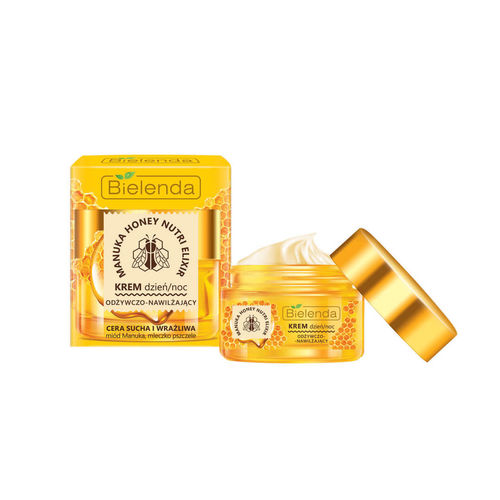 Manuka honey nutri elixir cremă de faţă hrănitoare şi hidratantă pentru ten uscat şi sensibil de zi/noapte 50ml | bielenda