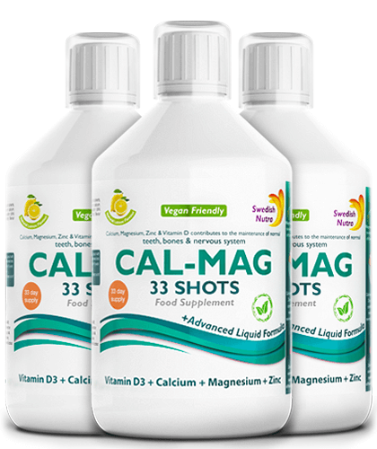 Pachet 3 x CAL-MAG – Calciu + Magneziu + Zinc + Vitamina D3 + Vitamina C – Produs Vegan, 500 ml | Swedish Nutra 500 Promoţii şi Pachete