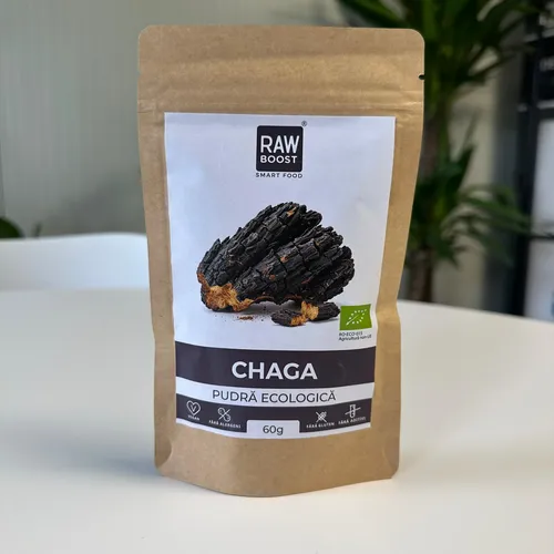 Chaga Pudră ECO - Puternic Antioxidant și Imunomodulator Natural, 60g | Rawboost