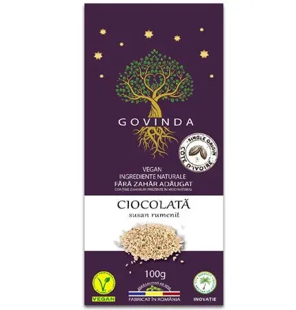 Ciocolata Artizanala Vegana Cu Susan Rumenit, 100g | Govinda