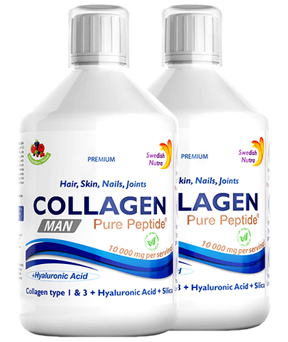 Pachet 2 x Colagen Lichid MAN pentru Bărbați – Hidrolizat Tip 1 si 3 cu 10000Mg cu 9 Ingrediente Active , 500 ml | Swedish Nutra Swedish Nutra