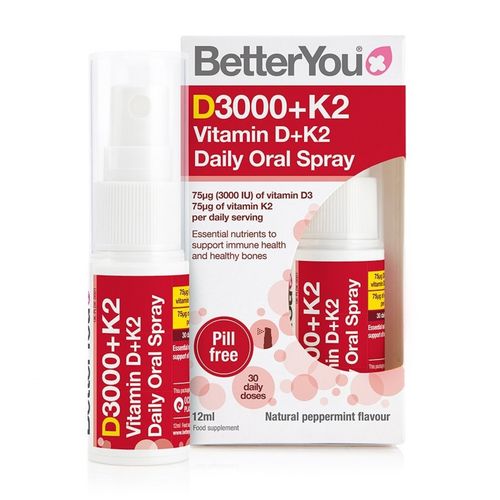 D3000+K2 Vitamin D3+K2 Daily Oral Spray, 12ml | BetterYou