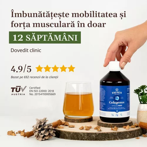 Colagenus - Colagen Lichid Hidrolizat - Articulații Forte - 12.000mg Colagen Tip 1 și 40mg Colagen Tip 2, 500ml | Faunus Plant