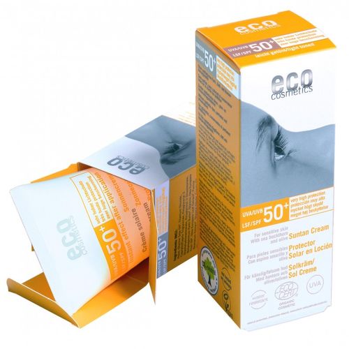 Cremă Bio cu Protecție Solară Înaltă FPS50+ – Nuanțată, 75ml | Eco Cosmetics 75ml imagine noua marillys.ro