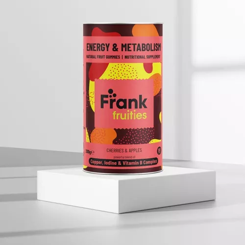 Energy & Metabolism – Drajeuri din fructe (Cireșe și Măr) fortificate cu Vitamina B, Cupru și Iod – 200g (80 drajeuri) | Frank Fruities Pret Mic Frank Fruities imagine noua