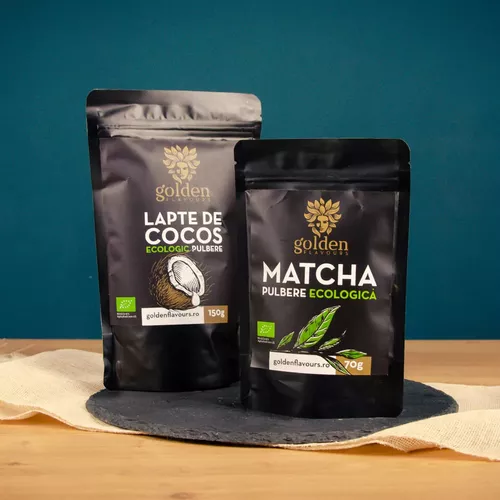 Pachet Matcha Pulbere ECO și Lapte de Cocos Pulbere 100% Naturală ECO | Golden Flavours 
