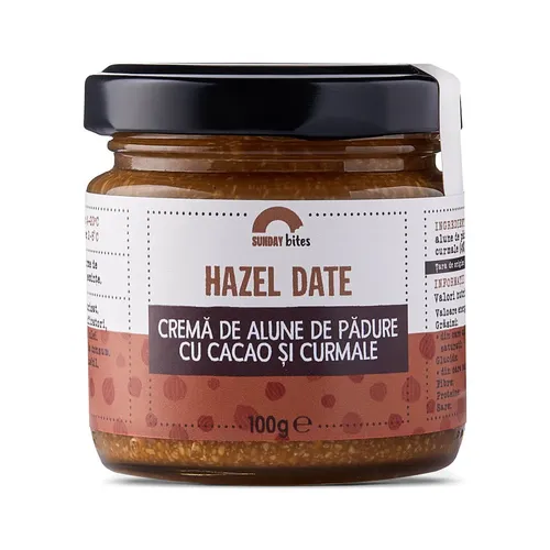 Hazel Date – Crema De Alune De Padure, Cacao Si Curmale, 100% Naturala | Sunday Bites