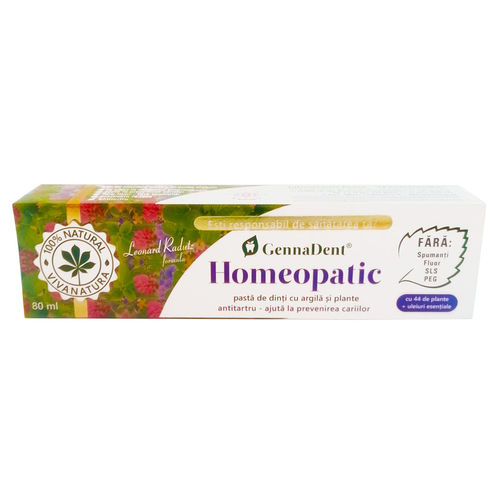 Gennadent Homeopatic Pastă de Dinți cu Argilă și Plante, 80ml