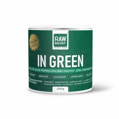 In Green - Mix Verde ECO - Detoxifiant, Alcalinizant, Antibalonare pentru Talie Suplă, 200g, #1 Best Seller | Rawboost