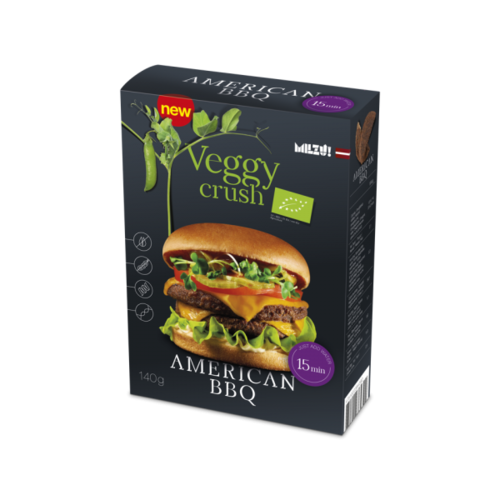 Mix pentru burger „American BBQ” Veggy Crush ECO, 140g, Milzu! Milzu Fulgi şi musli