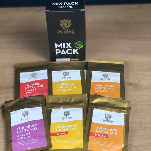 Turmeric Latte Mix Pack 12x10g | Golden Flavours Pret Mic Golden Flavours imagine noua