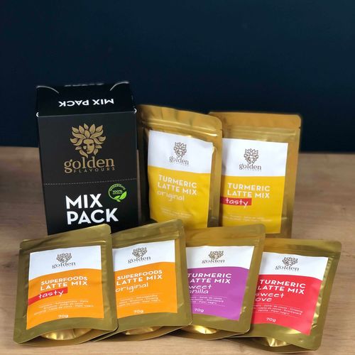 Turmeric Latte Mix Pack 6x70g | Golden Flavours Golden Flavours imagine noua reduceri 2022