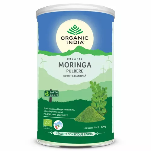 Moringa pudră organică 100g| Nutriție Esențială ECO| Organic India Pret Mic Organic India imagine noua