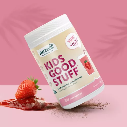 Kids Good Stuff – Shake Proteic cu Multivitamine pentru copii – Aroma Fragi, 225g | Nuzest 225g imagine noua marillys.ro