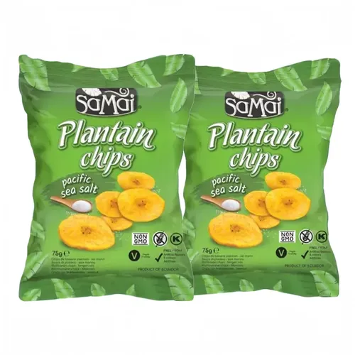 Pachet 1+1 CADOU Chipsuri de banane (Plantain) cu sare de mare, 2 x 142g | SaMai