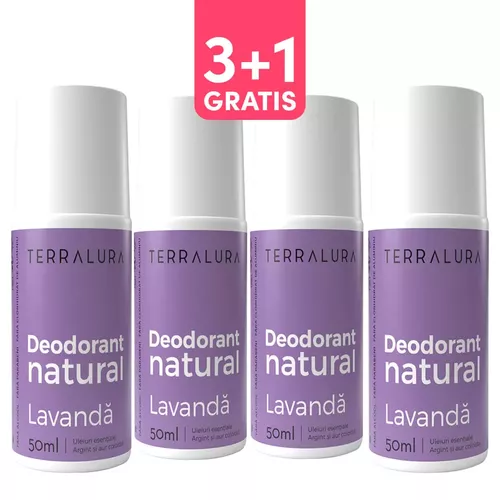 Pachet 3+1 Gratis Deodorant Natural Roll-on Lavanda | Terralura